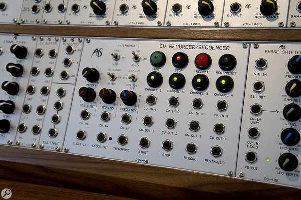 Among the more unusual modules in Analogue Systems' current range are the RS450 CV Recorder/Sequencer (above) the RS400 four-stage phaser, and the RS130 Programmable Scale Generator. 