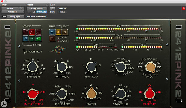 Acustica’s Pink 2412 compressor plug-in.