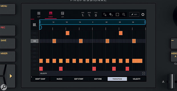 The Force's touchscreen can be used for clip editing as well as launching and mixing.