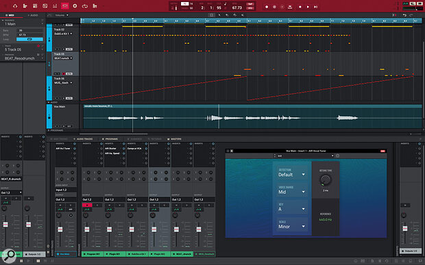 The MPC software Tracks view, with one of the new Vocal effects.