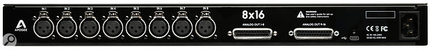 Round the back things are surprisingly simple, with just eight XLR inputs, twin D‑Sub ports for the 16 outputs, and an IEC mains socket.