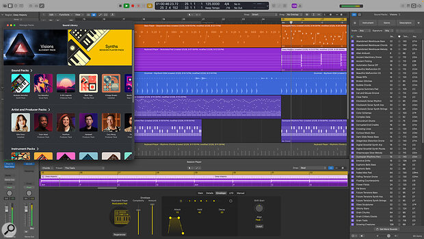 Apple’s Logic Pro 12 in all its glory. The Mac version now includes the Sound Library window previously found in Logic Pro for iPad.
