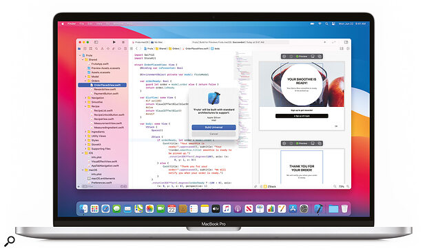 The latest version of Apple’s Xcode developer environment will enable developers to create native Apple Silicon versions of their applications and distribute them as Universal Binaries. (Courtesy of Apple.)