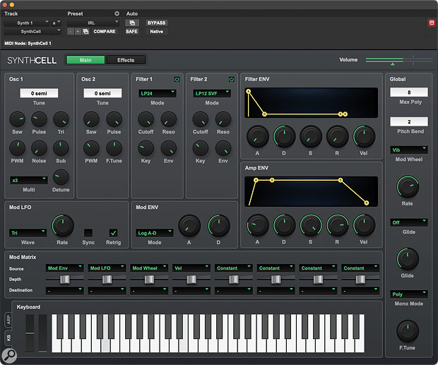 The other new plug‑in instrument is SynthCell, a well specified virtual analogue synth.