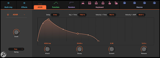 It’s simple to craft the curves and durations of the DADSR contour, so your sounds can ‘speak’ exactly as you would like.