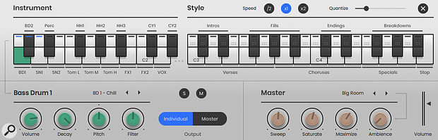 Individual outputs can now be assigned to each drum sound, allowing additional processing to be applied in your DAW's mixer if required.