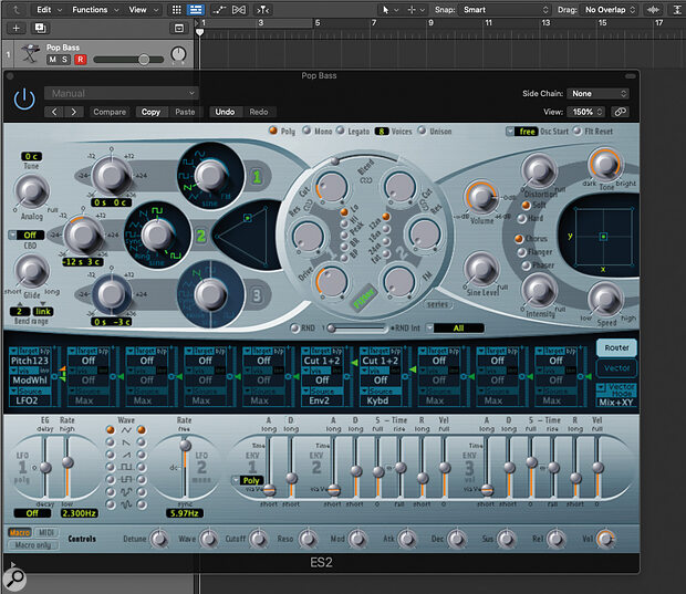 Screen 1. Pop basses need to punch above their low‑end frequency weight, and utilising the envelope control of the filter will allow you to engage just the right amount.