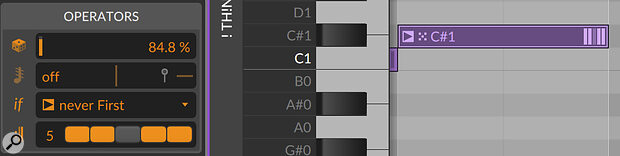 Bitwig's Operators applied to a note.