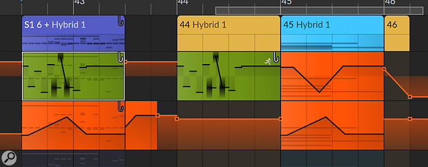 Automation in the Arranger, some of it inside clips.