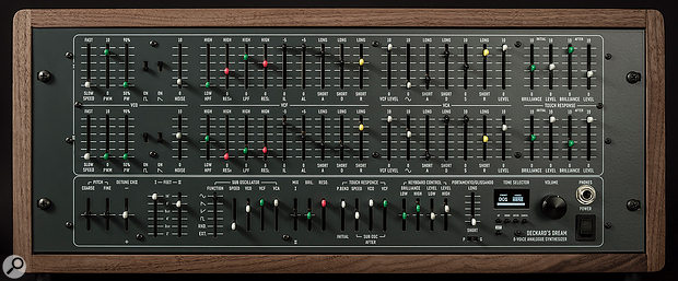 The front panel should be familiar enough to anyone who's played a CS80, although you'll have to look to the menus or forthcoming expander module for some of the missing functions.