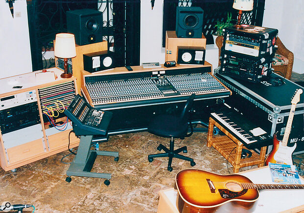 This mobile rig, based around a small console and a Sony 3348 digital multitrack, was used as the main tracking setup for Bryan Adams’ 1996 album 18 Til I Die.