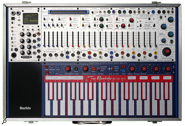 The Music Easel Modern comes in a squarer box and adds the EMBIO (Electronic Music Box I/O) module.