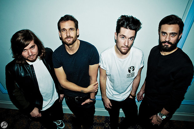 Bastille: from left, Chris Wood (drums), Will Farquarson (bass, guitar, keyboards), Dan Smith and Kyle Simmons (keyboards).