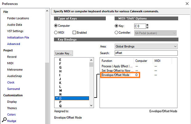 Screen 3: Offset mode toggling can be assigned its own keyboard shortcut.