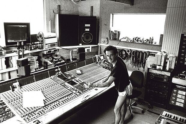 Kevin Killen at Ashcombe's SSL E‑Series desk.