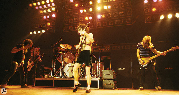 AC/DC performing a  typically understated live show during the Back In Black tour.