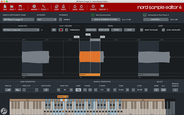 The updated Nord Sample Editor features improved sample import and pitch‑detection function.