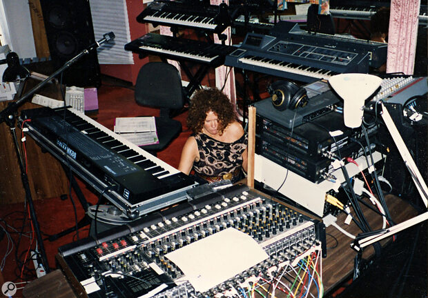 Another rare image of Constance Demby in her home studio, again pre‑DAW.