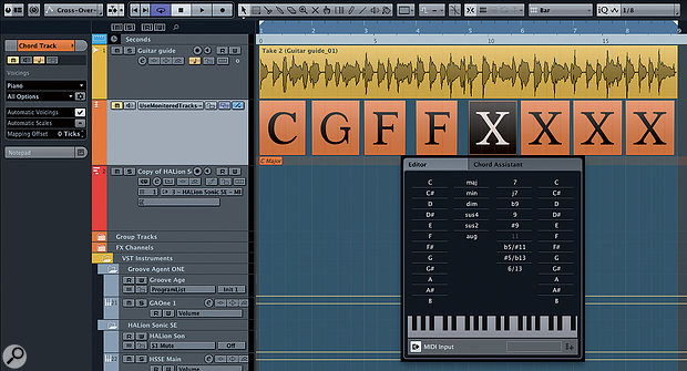 Chords can be added to the Chord Track with the pencil tool and edited using the Chord Editor.