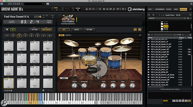 Amongst other enhancements, Groove Agent SE5 includes an impressive new acoustic drum set called The Kit.