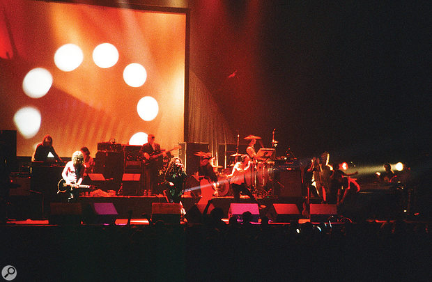 Primal Scream playing a  benefit concert for miners in Sheffield, 1992. 