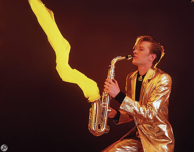 Martin Fry with gold lamé suit and magic sax. 