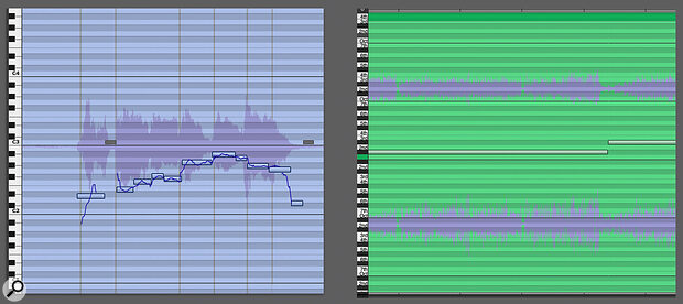 Screen 1: Absolute mode (left) is for tuning audio, and Relative mode is for transposing it.