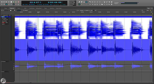 Here's a track with the Spectrogram (top) and Waveform views on, and separate automation lanes opened underneath.