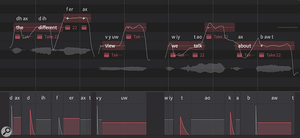 The new lane for phoneme editing makes it much easier to edit emphasis and timing of individual phonemes, letting you control pronunciation and, usefully, snag sibilants before they might hit a de‑esser.
