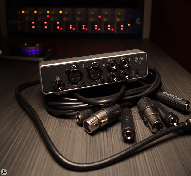 The Duet 3 can be connected to instruments, mics and loudspeakers either using the supplied breakout cable or the optional Duet Dock.