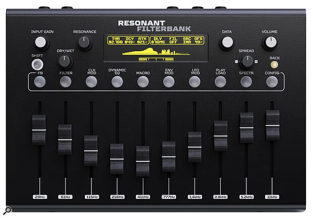 The 10 sliders offer plenty of hands‑on control, but it’s when you get into the programming that the Resonant Filterbank really comes to life.