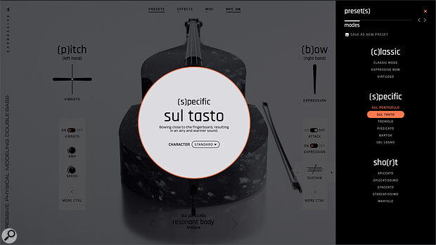 A Soliste preset is comparable to a sample library’s ‘articulation’, but currently there’s no way to select them on the fly with a key‑press or other MIDI message.