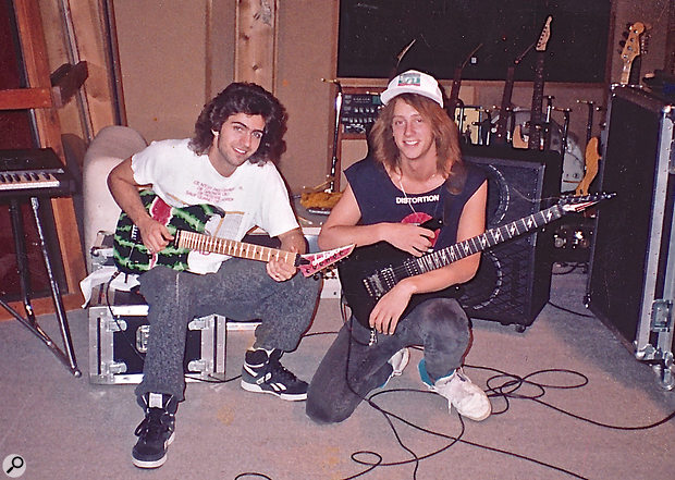 Dweezil Zappa (left) and Craig Parker Adams at the Utility Muffin Research Kitchen in 1989.