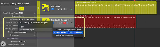 Screen 5: Set the MIDI routing of a new track to capture the output of a pattern‑generating track incorporating chance elements, and record the results for further use.