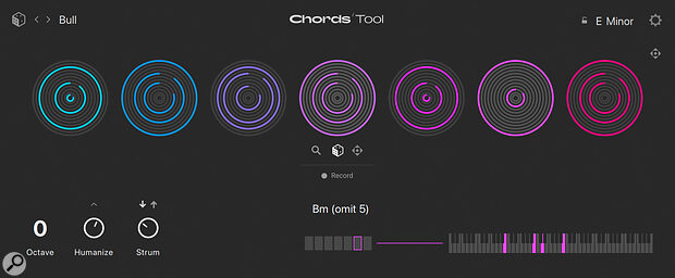 Screen 6: The Chords tool in Kontakt 8 offers harmonic suggestions related to the key and tonality of your music.