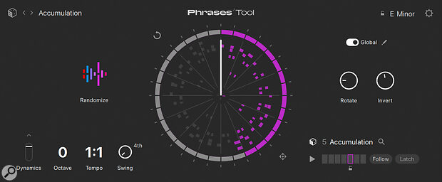 Screen 7: The Phrases tool in Kontakt 8 yields virtually limitless variations of generated melodic ideas.