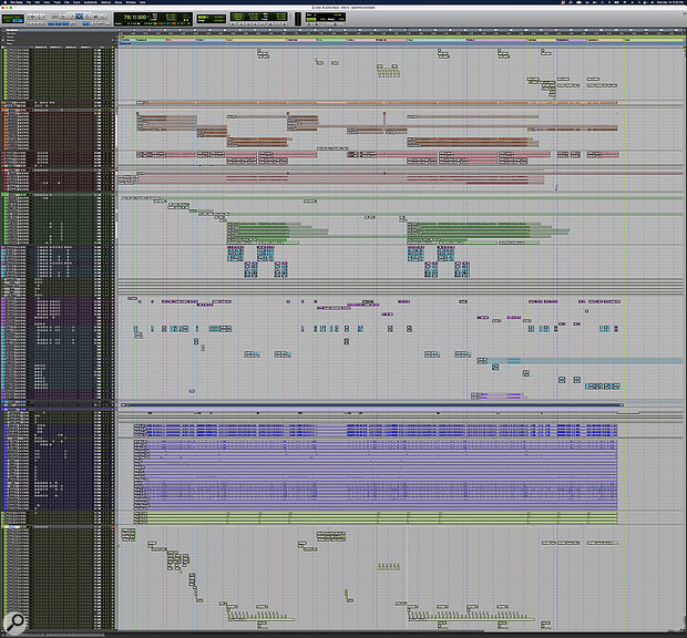 This composite screen capture shows the Pro Tools session for ‘Blackhole’, the final track recorded for the album.