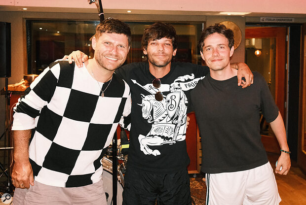 Nicolas Rebscher (left) with Louis Tomlinson and Matthias Wang (right), another of the central figures behind the <em>How Did I Get Here?</em> album.
