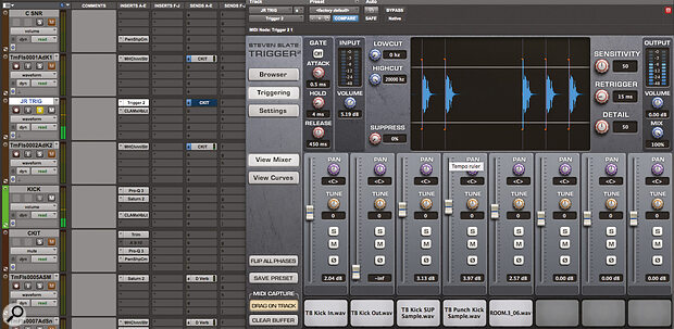 The original kick track was extensively layered with samples, using Steven Slate’s Trigger 2.