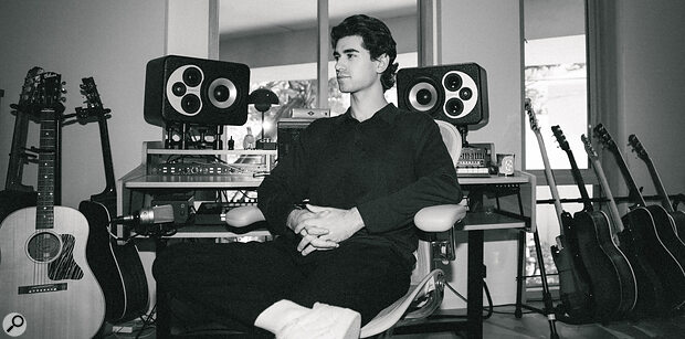 Adam Yaron in his Los Angeles home studio.