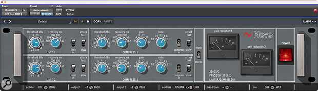 The UAD Neve 33609 compressor plug‑in was used in parallel on the drums to add some transient attack.