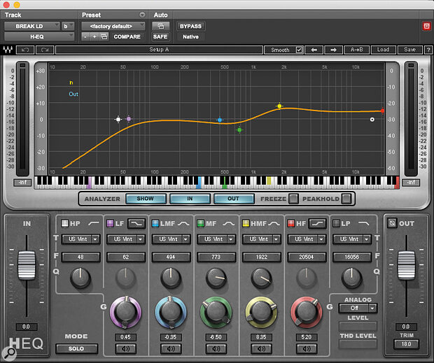 Travis Harringon’s extensive use of Waves plug‑ins seems apt for an artist called Rod Wave! Here we see the H-EQ in action.