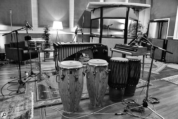 The live room at RAK Studio 1 was configured to allow Mulatu Astatke to move freely between instruments.