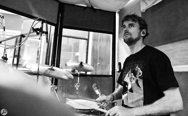 Jon Scott’s drum kit was tracked using an ORTF pair of Schoeps pencil mics with MK4 cardioid capsules, plus close mics.