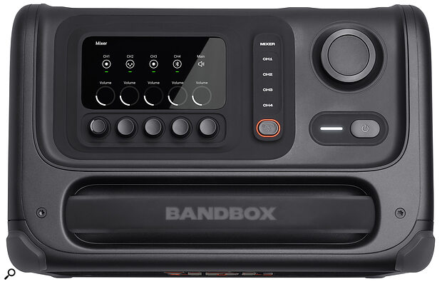 Most of the mixer’s functions can be accessed from the top panel, using the colour screen and rotary encoders.