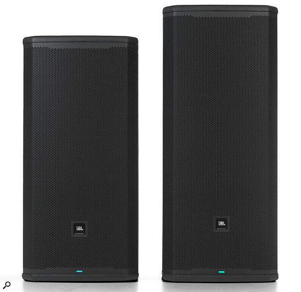 The PRX925 and PRX935 are both 45cm wide and 43cm deep, but the former is 106cm tall and the latter slightly shorter, at 939cm. Despite their similar sizes, they have very different driver configurations, with the 925 being a two‑way speaker with twin 15‑inch woofers, and the 935 a three‑way with a dedicated midrange driver.
