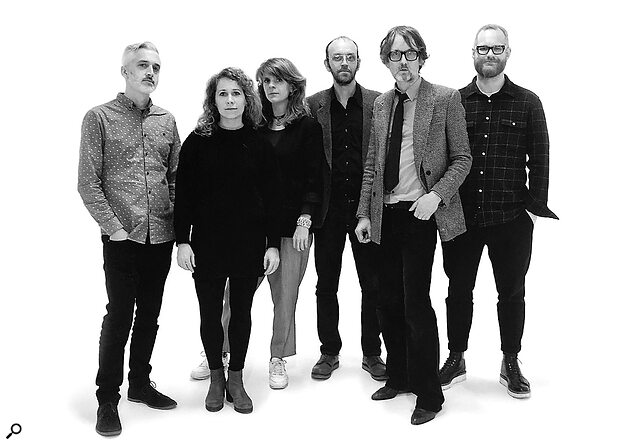 JARV IS... from left: Andrew McKinney (bass), Emma Smith (violin), Serafina Steer (harp), Jason Buckle (keyboards), Jarvis Cocker (vocals) and Adam Betts (drums).
