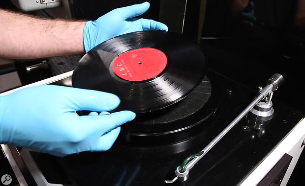 Cleaning the rarest disc featured in the movie, a 1968 lacquer recorded by Robert Plant and John Bonham’s pre‑Zeppelin group Band Of Joy.