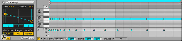 Time Warp applies time‑stretching to notes. Time Warp applies time‑stretching to notes.
