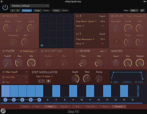 Screen 2: To hold a modulation value across multiple steps, link them together by click‑dragging between the step numbers.